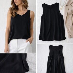 Banana Republic Minimalist Basic Black Silk Blend Racerback Tank Top Shell XS